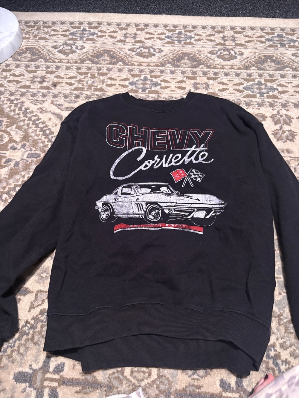 Chevy Corvette Black Graphic Crewneck Sweatshirt